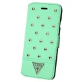 Кожаный чехол книжка Guess для iPhone 6 / 6S TESSI Booktype Light green (GUFLBKP6STG)